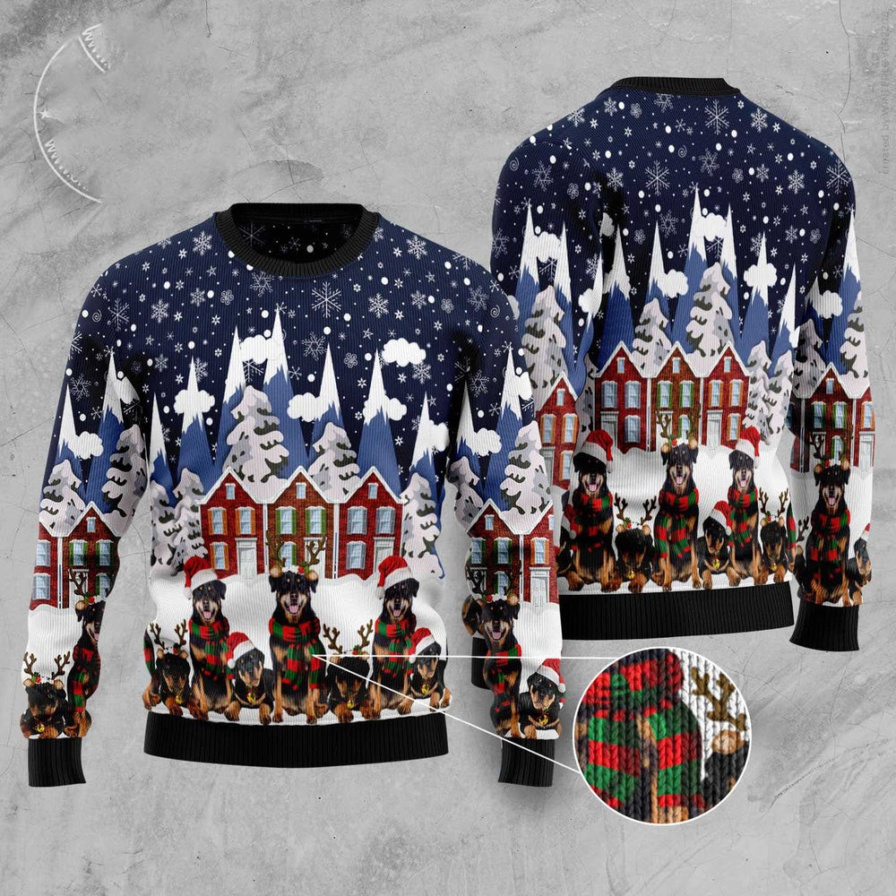 Dog Xmas Sweater, Rottweiler Family Ugly Christmas Sweater, Funny Xmas Sweater