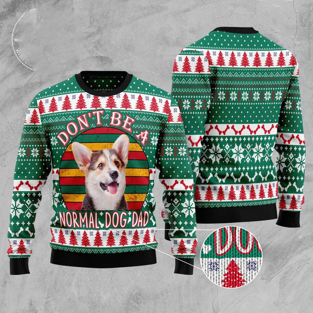 Dog Xmas Sweater, Welsh Corgi Dog Dad Ugly Christmas Sweater, Funny Xmas Sweater