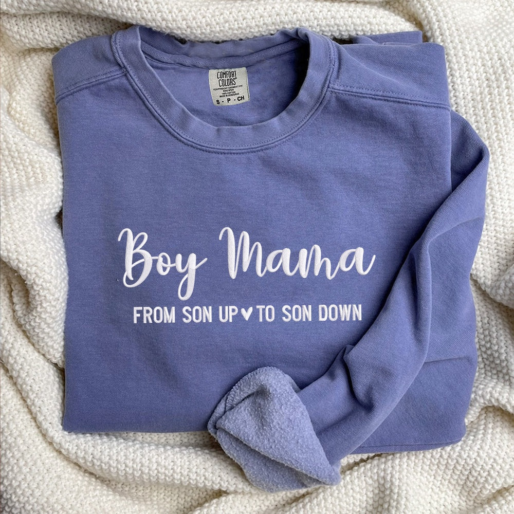 Eembroidered Custom Sweatshirts, Embroidered Boy Mama From Son Up To Son Down 3 Sweatshirt, Christmas Gift
