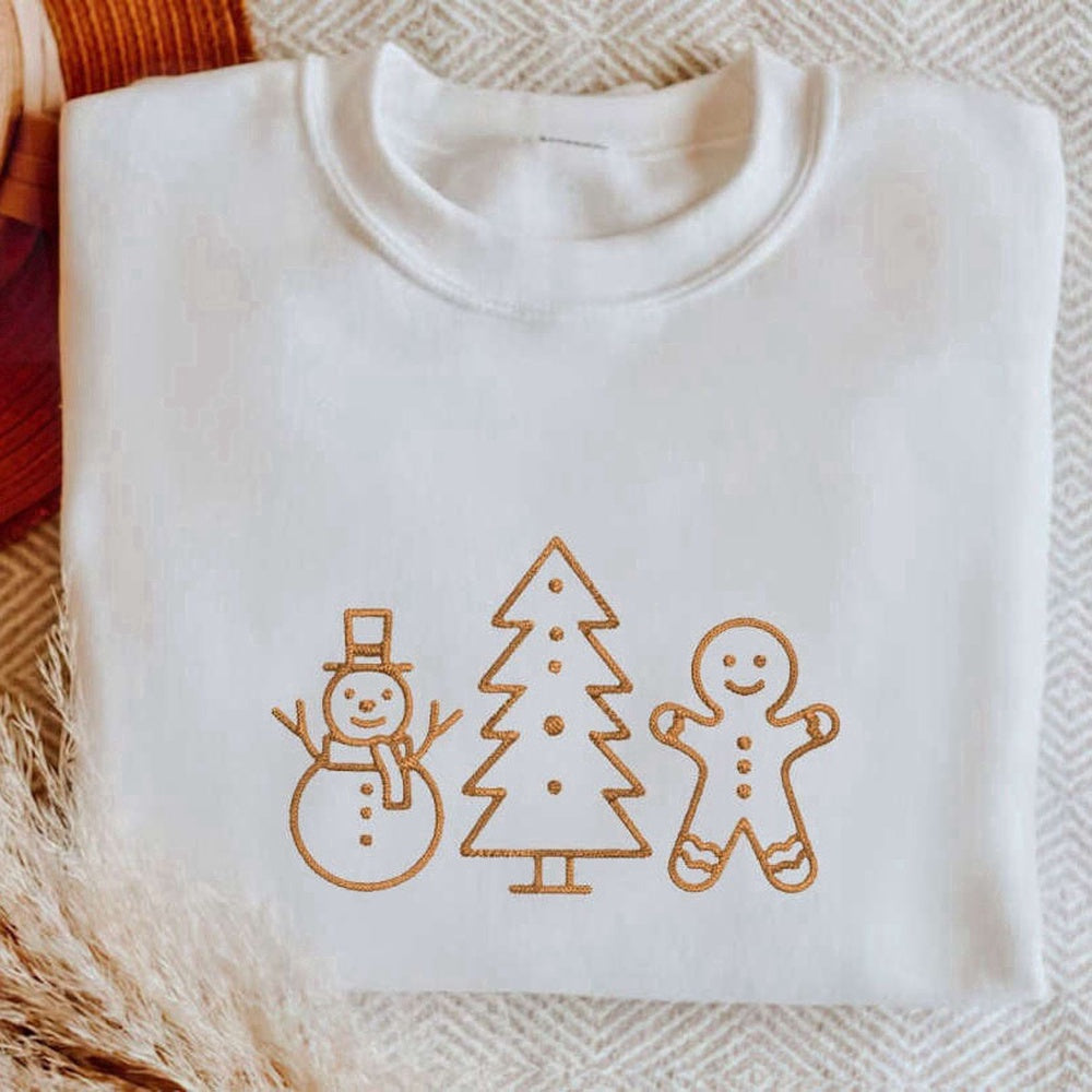 Eembroidered Custom Sweatshirts, Embroidered Gingerbread Cookies Sweatshirt, Christmas Gift Embroidery Sweater, Christmas Gift