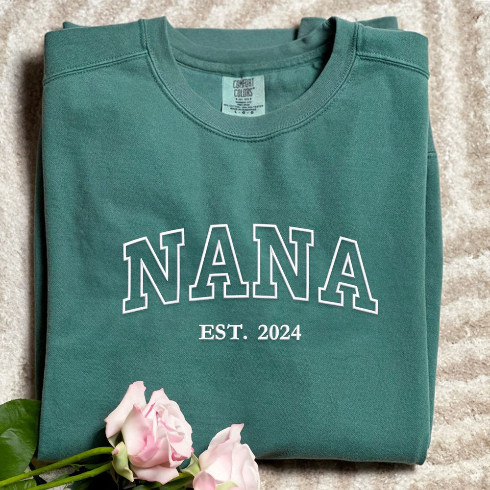 Eembroidered Custom Sweatshirts, Embroidered Nana Sweatshirt With Grandkids Names, Gift For Mother'S Day, Christmas Gift