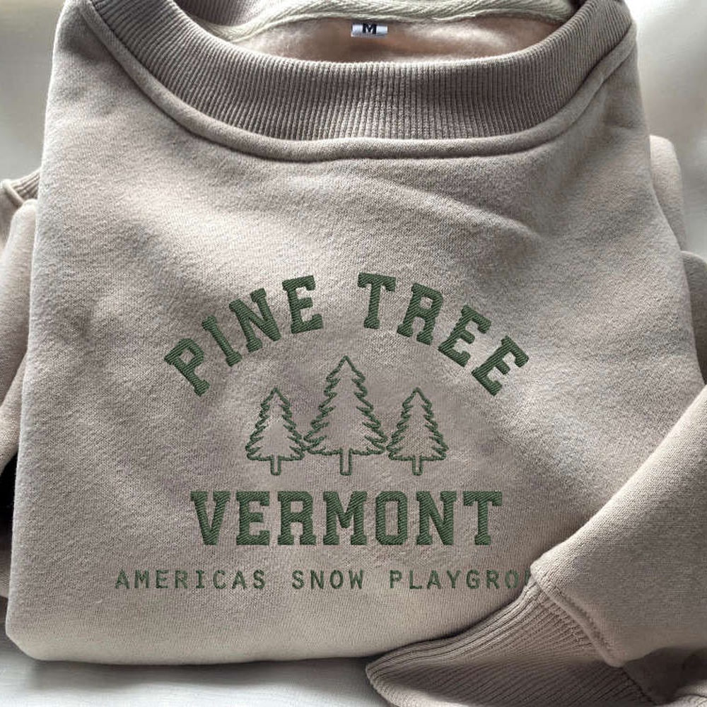 Eembroidered Custom Sweatshirts, Embroidered Pine Tree Christmas Sweatshirt, Best Gift For Christmas 2024, Christmas Gift