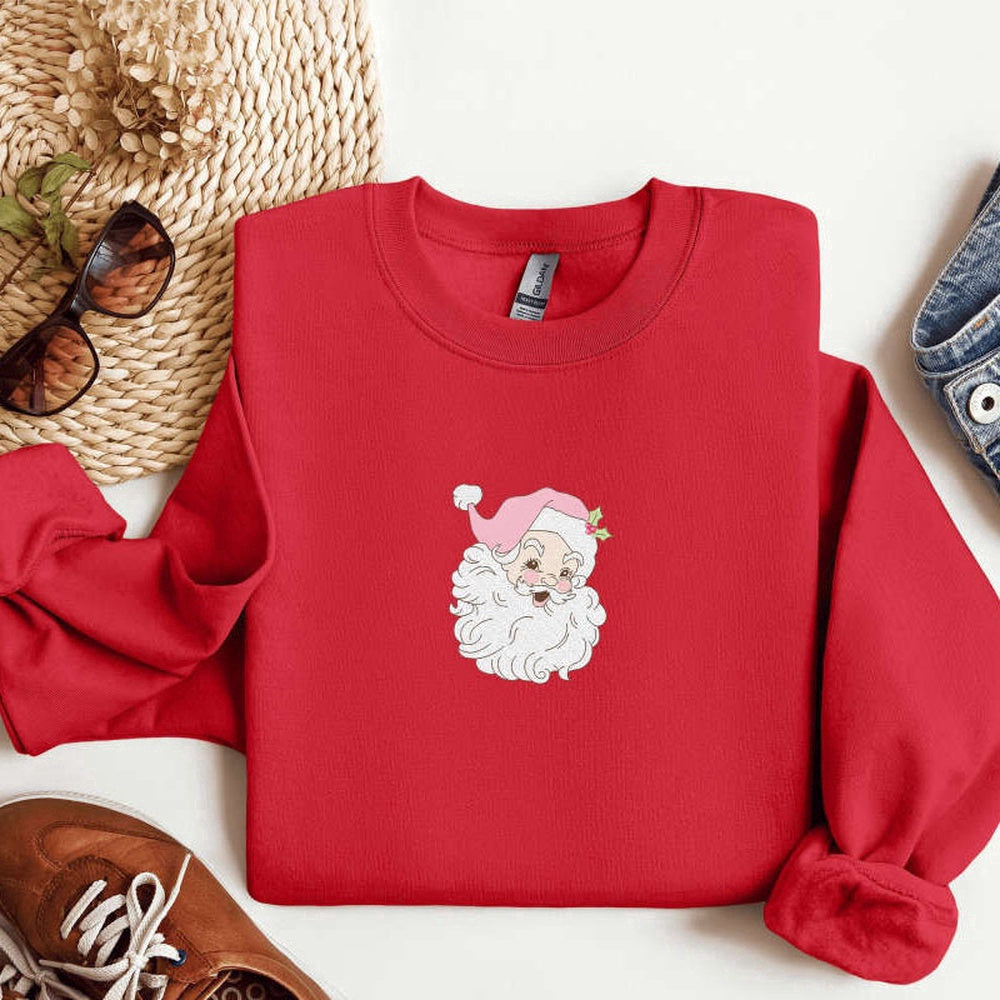 Eembroidered Custom Sweatshirts, Embroidered Santa Sweatshirt For Family, Christmas Gift