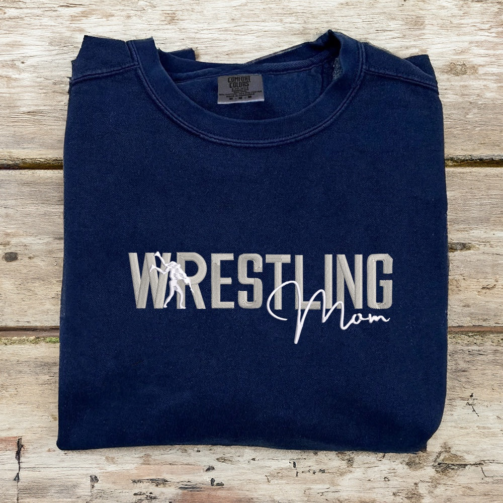 Eembroidered Custom Sweatshirts, Embroidered Wrestling Mom 2 Sweatshirt, Christmas Gift
