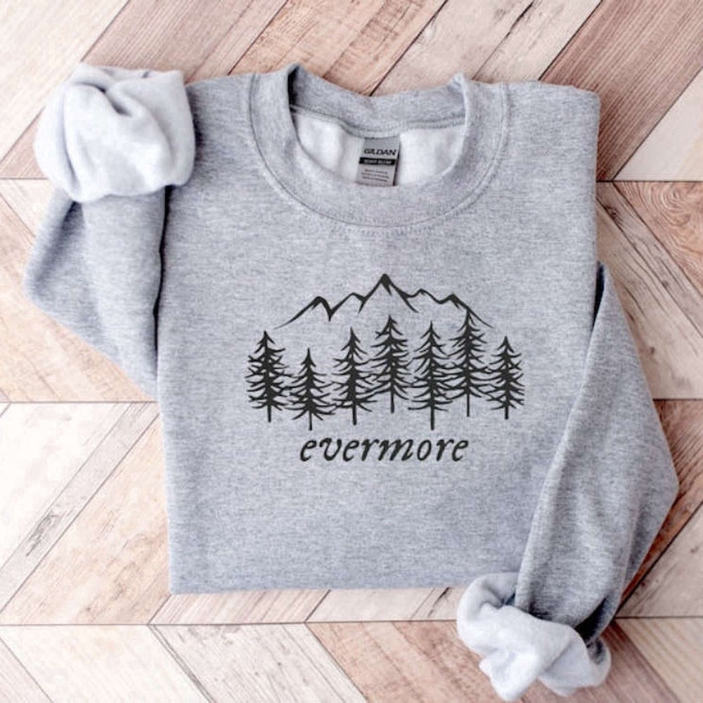 Eembroidered Custom Sweatshirts, Evermore Embroidered Sweatshirt 2D Crewneck Sweatshirt Gift For Family, Christmas Gift