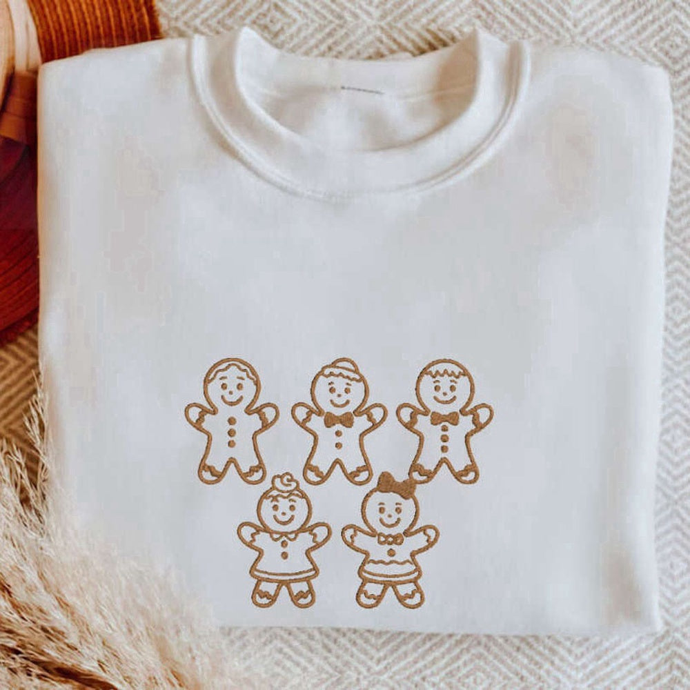 Eembroidered Custom Sweatshirts, Gingerbread Men Embroidered Sweatshirt, Christmas Gift For Baker, Christmas Gift