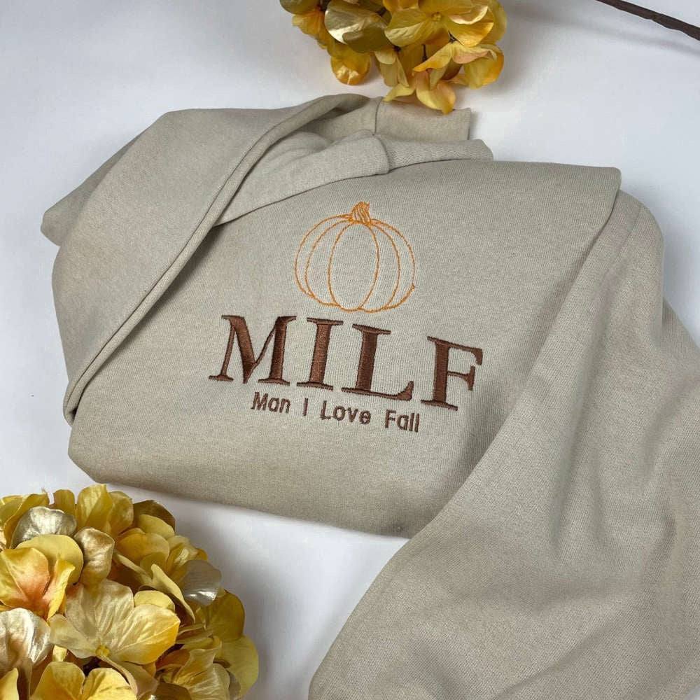Eembroidered Custom Sweatshirts, Milf Embroidered Sweatshirt 2D Crewneck Sweatshirt Gift For Family, Christmas Gift