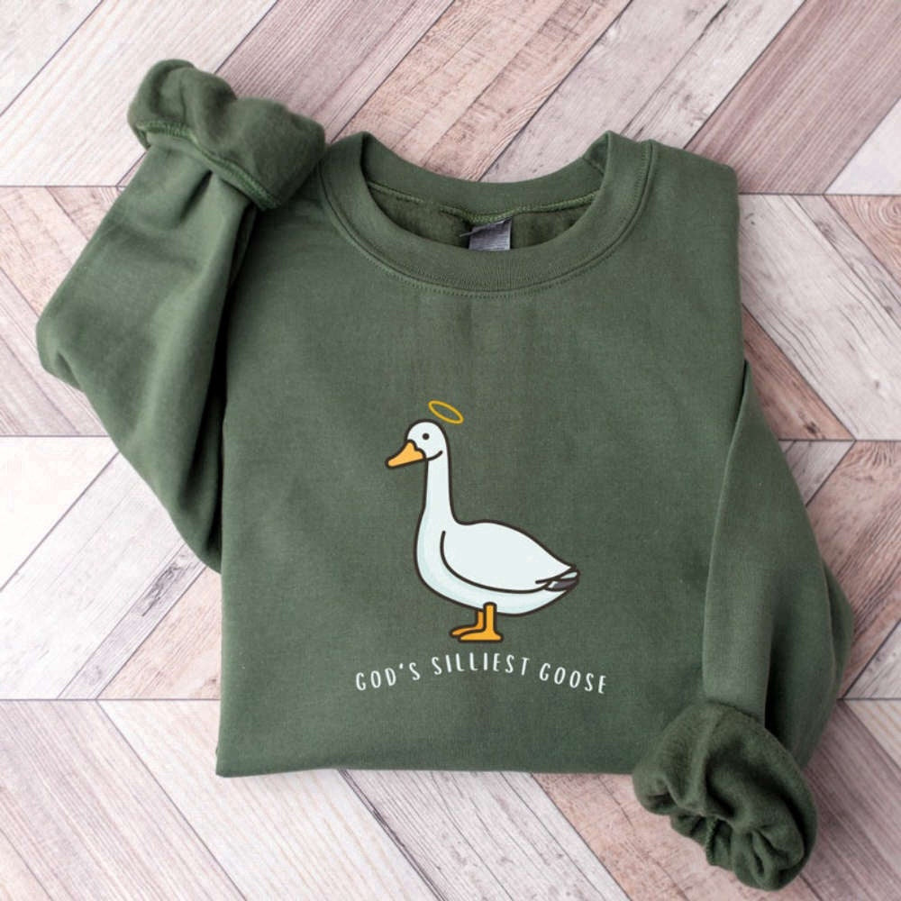Eembroidered Custom Sweatshirts, Silly Goose God'S Embroidered Sweatshirt 2D Crewneck Sweatshirt For Men Women, Christmas Gift
