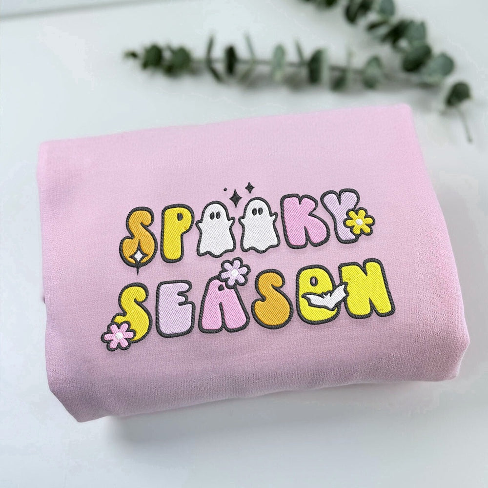 Eembroidered Custom Sweatshirts, Spooky Season Sweatshirt, Embroidered Halloween Sweatshirt Womens, Christmas Gift