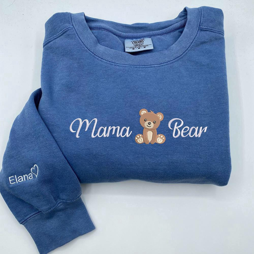 Embroidered Christmas Sweatshirts, Embroidered Mama Bear Sweatshirt