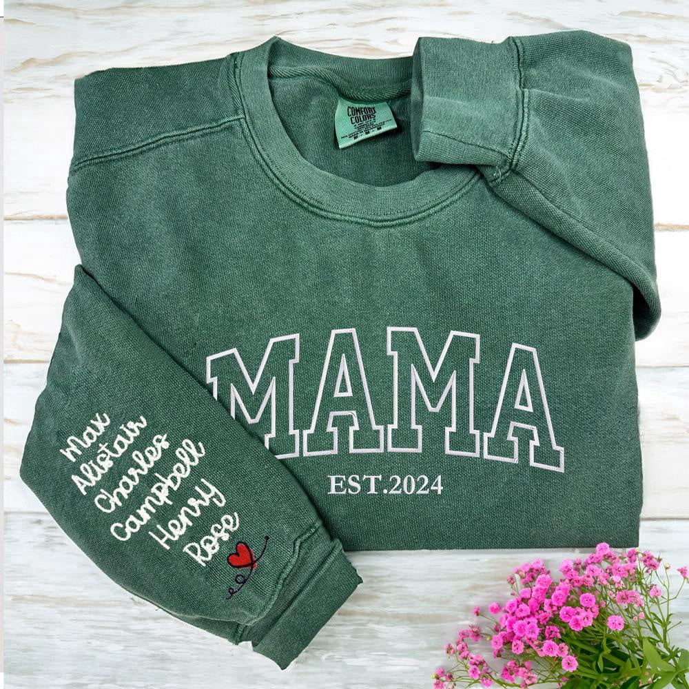 Embroidered Christmas Sweatshirts, Embroidered Mama Sweatshirt