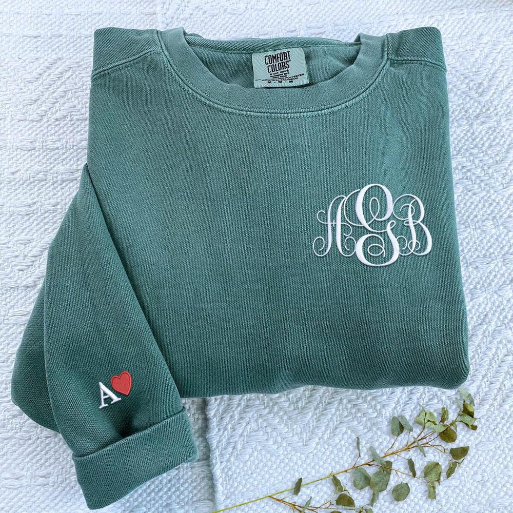 Embroidered Christmas Sweatshirts, Personalized Embroidered Monogram Sweatshirt
