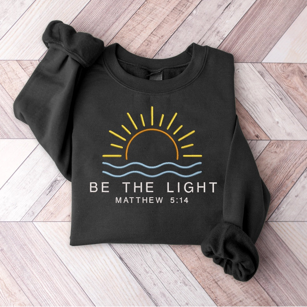 Embroidered Sweatshirt, Bee Light Christian Embroidered Sweatshirt