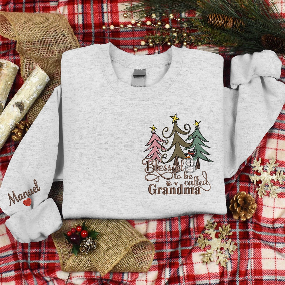 Embroidered Sweatshirt, Christmas Sweatshirt Embroidery For Grandma, Blessed To Be Called Grandma