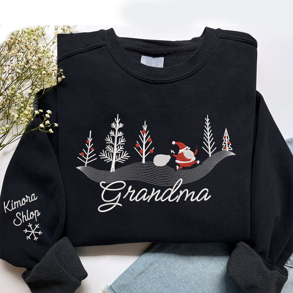 Embroidered Sweatshirt, Custom Grandma Embroidered Christmas Jumper Cute Xmas Sweatshirt