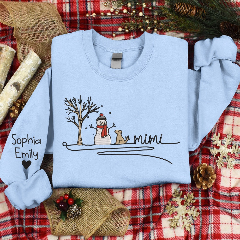 Embroidered Sweatshirt, Embroidered Christmas Snowman Sweatshirt, For Grandma Embroidered Sweatshirt