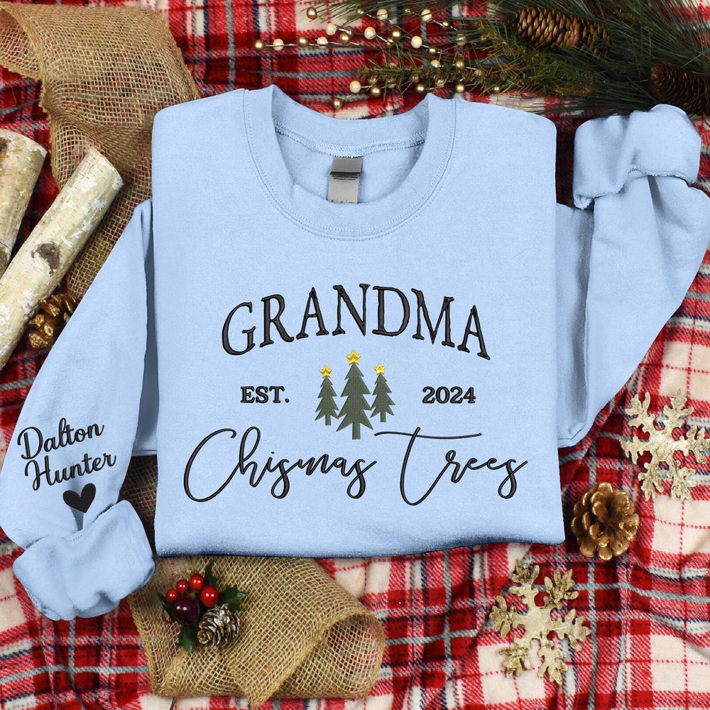 Embroidered Sweatshirt, Embroidered Cute Christmastrees, Gife For Grandma