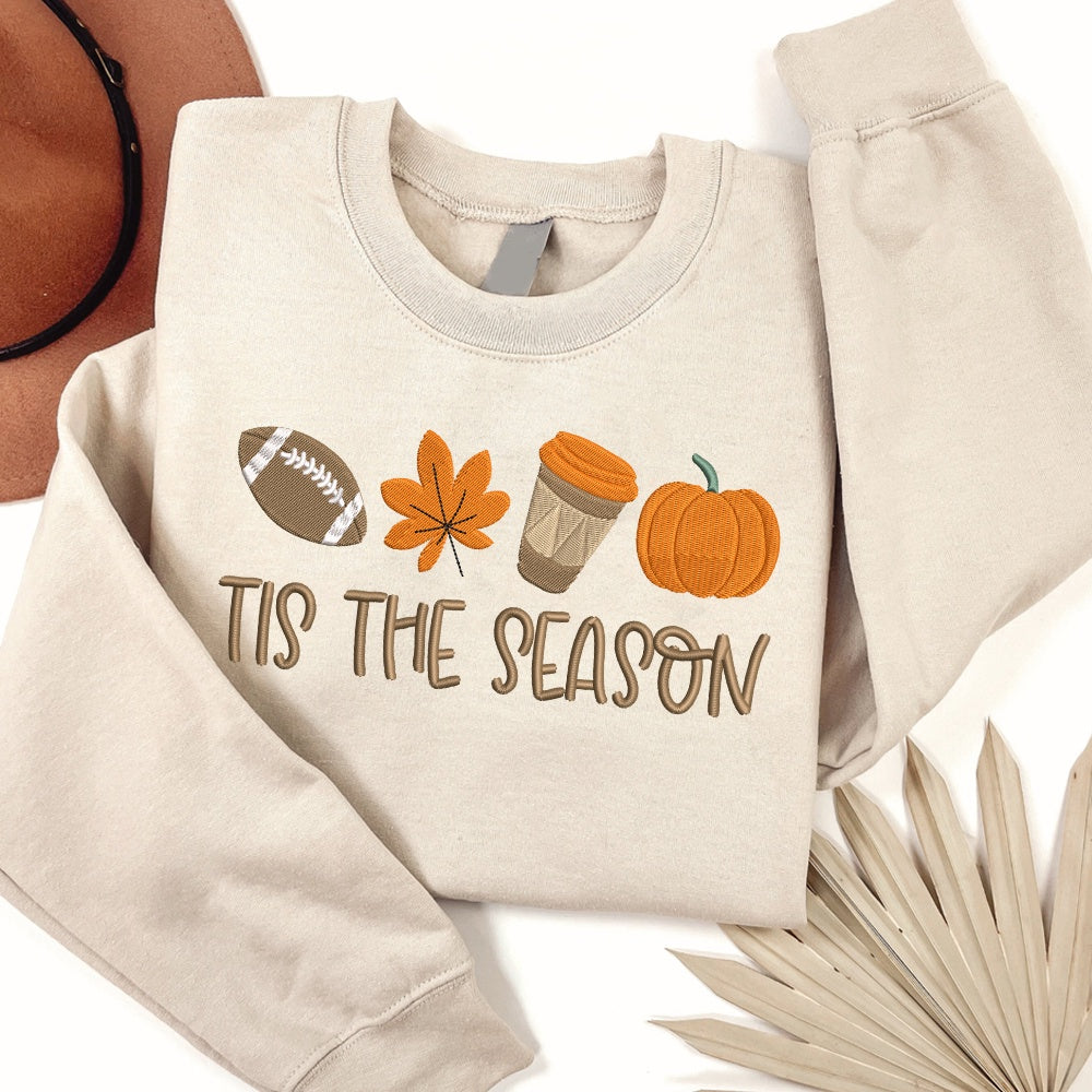 Embroidered Sweatshirt, Embroidered Fall Sweatshirt, Fall Season Embroidered Tise Season Sweatshirt