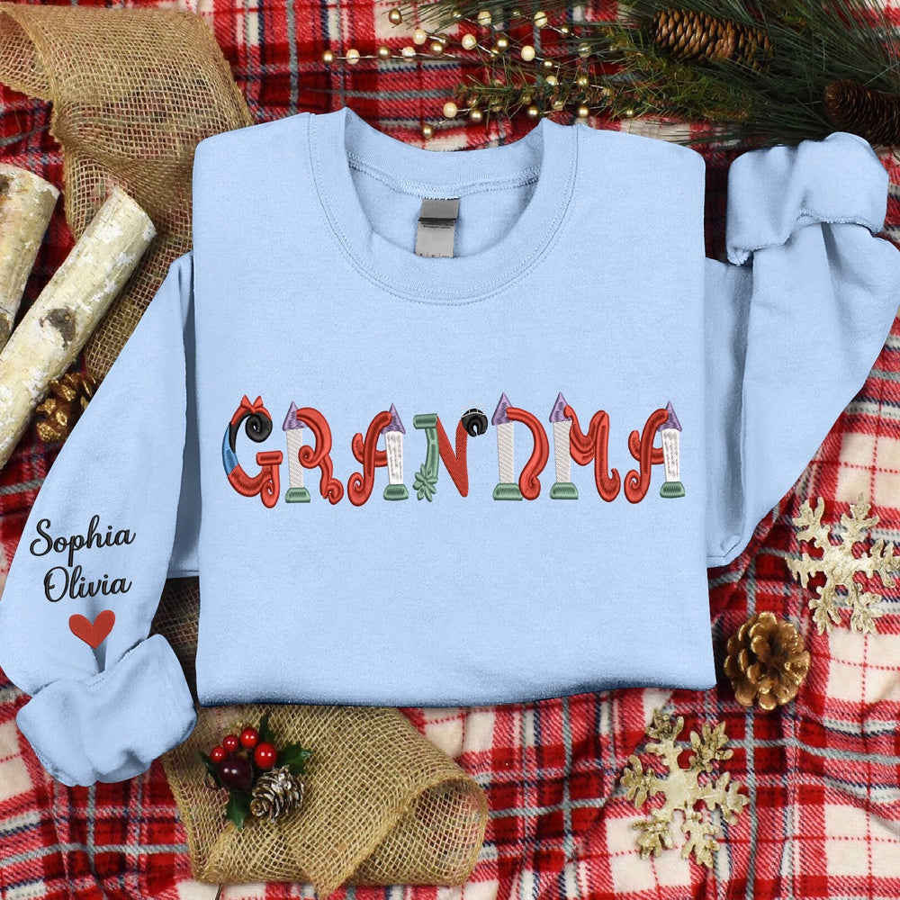 Embroidered Sweatshirt, Embroidered For Give Grandma, Font Design Gift Grandma