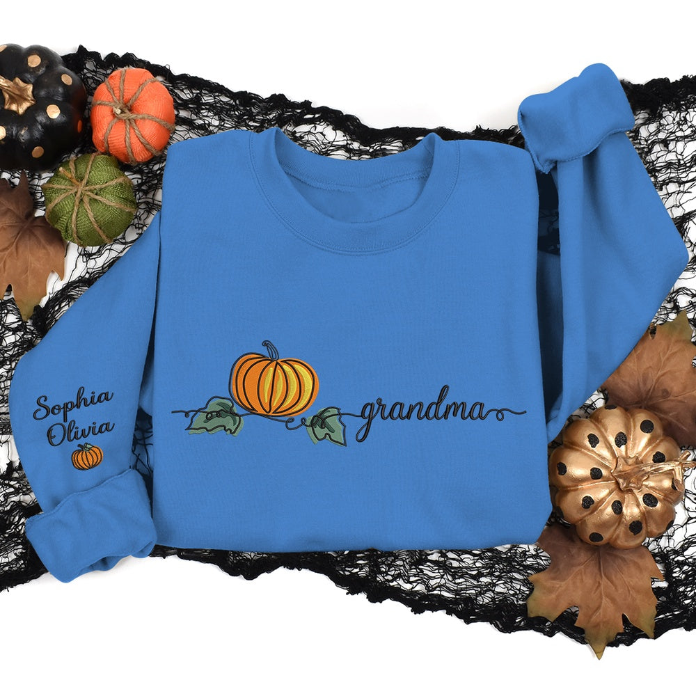 Embroidered Sweatshirt, Embroidered Pumkin For Gift Grandma, Gigi
