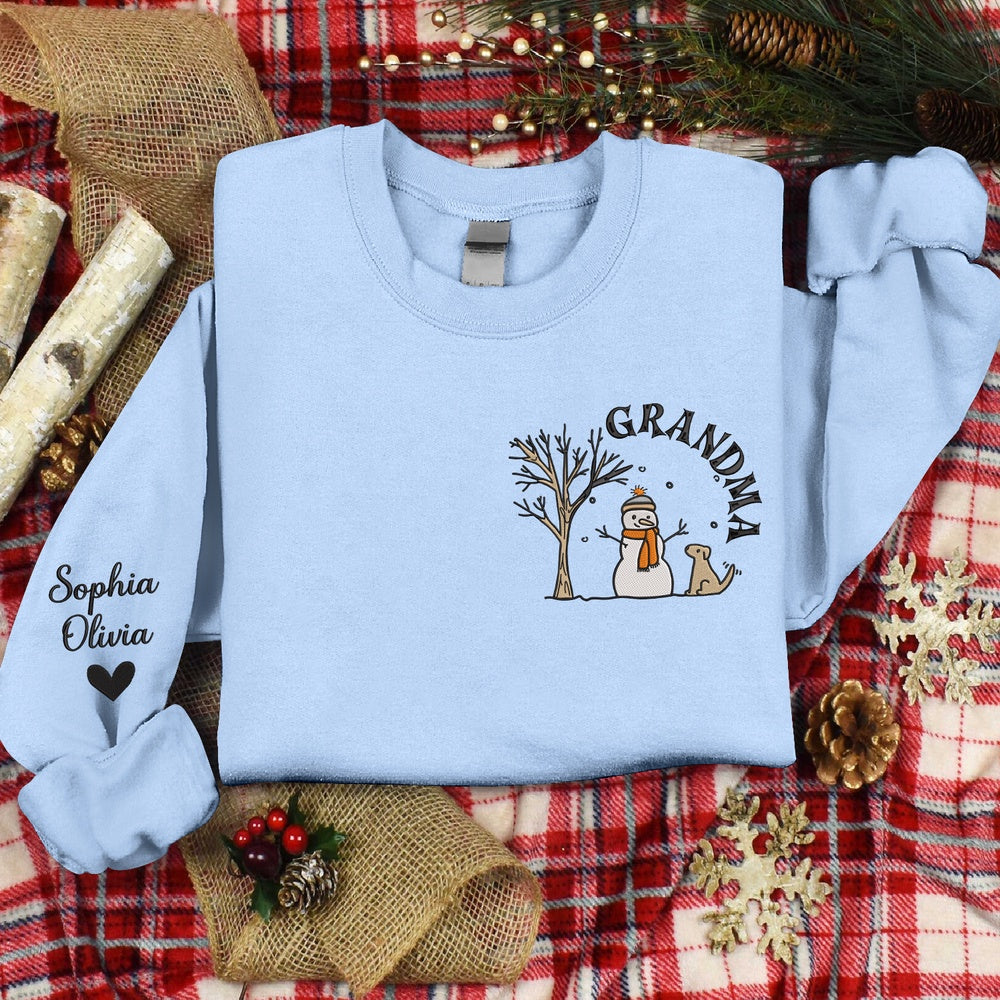 Embroidered Sweatshirt, Embroidered Snowman, Gift For Grandma, Custom Give Grandma