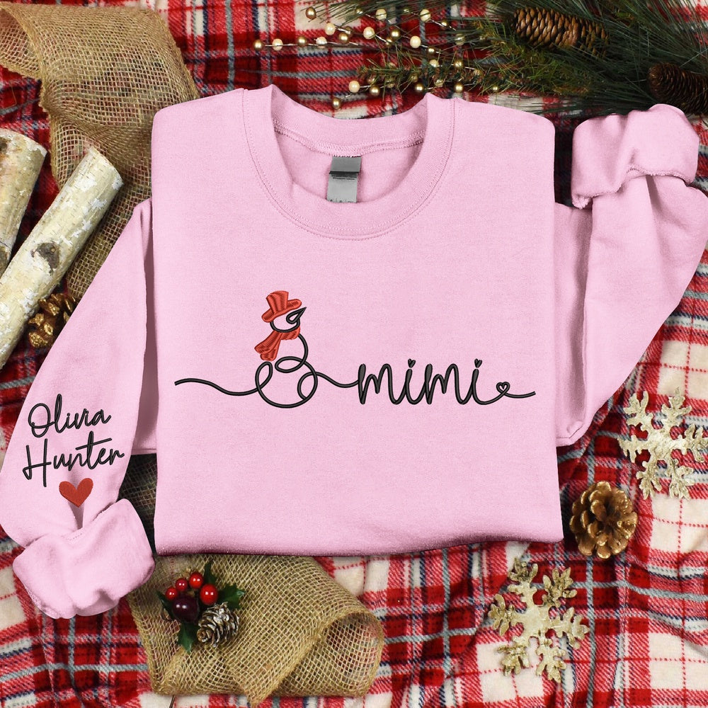Embroidered Sweatshirt, Embroidered Snowman Sweatshirt For Grandma, Gift Mimi