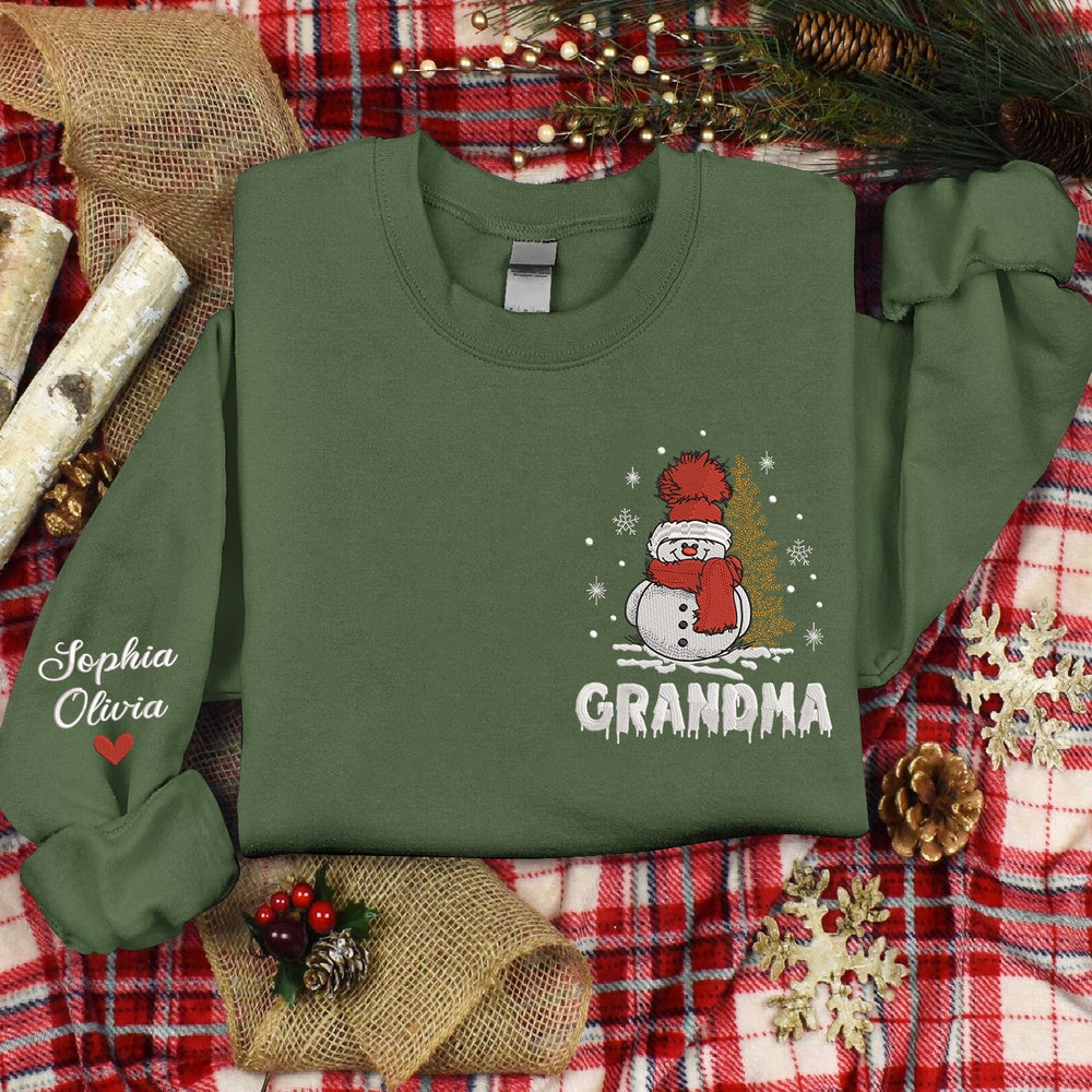 Embroidered Sweatshirt, Embroidered Snowman Sweatshirt Grandma, Gift For Grandma