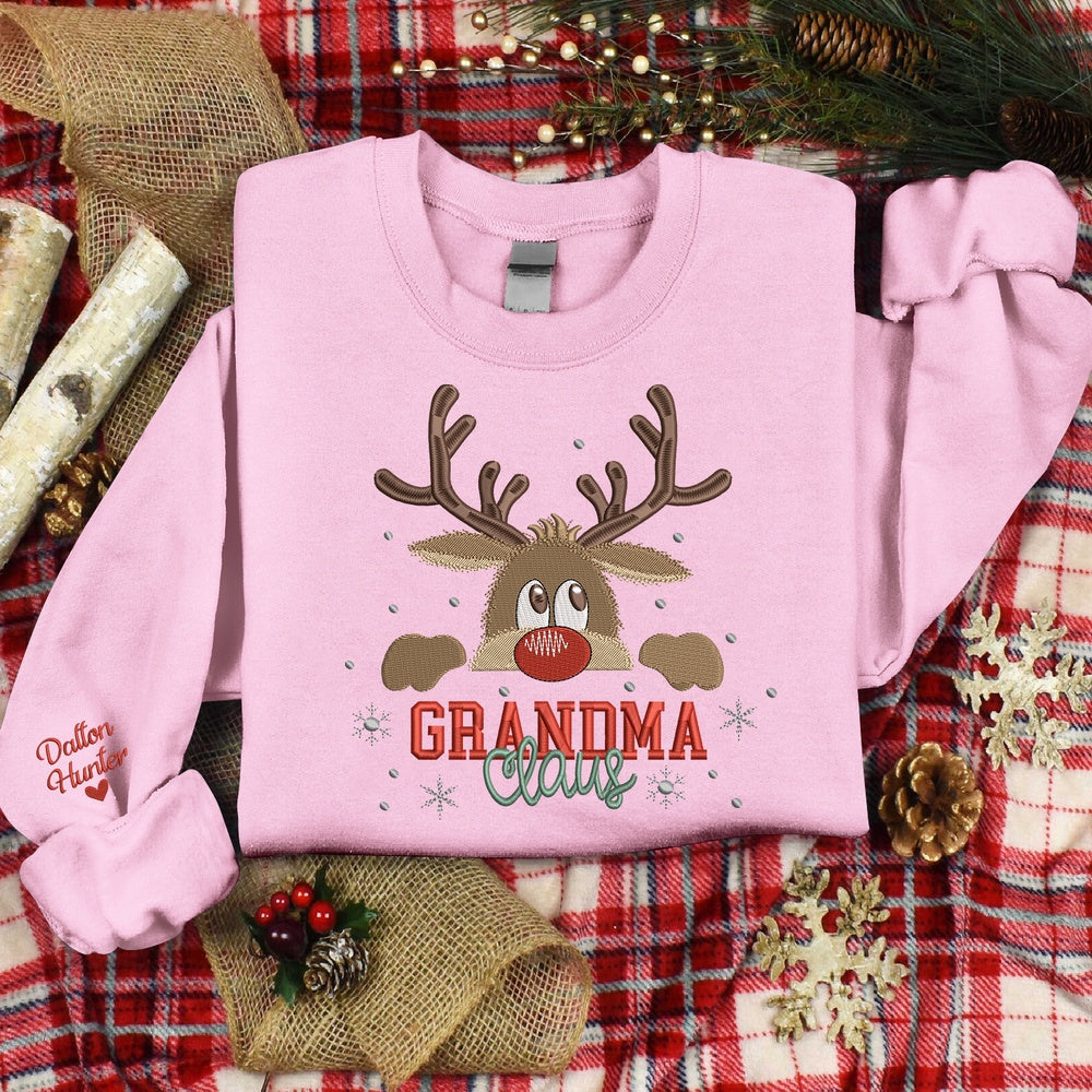 Embroidered Sweatshirt, Embroidery Merry Christmas Sweatshirt For Give Grandma