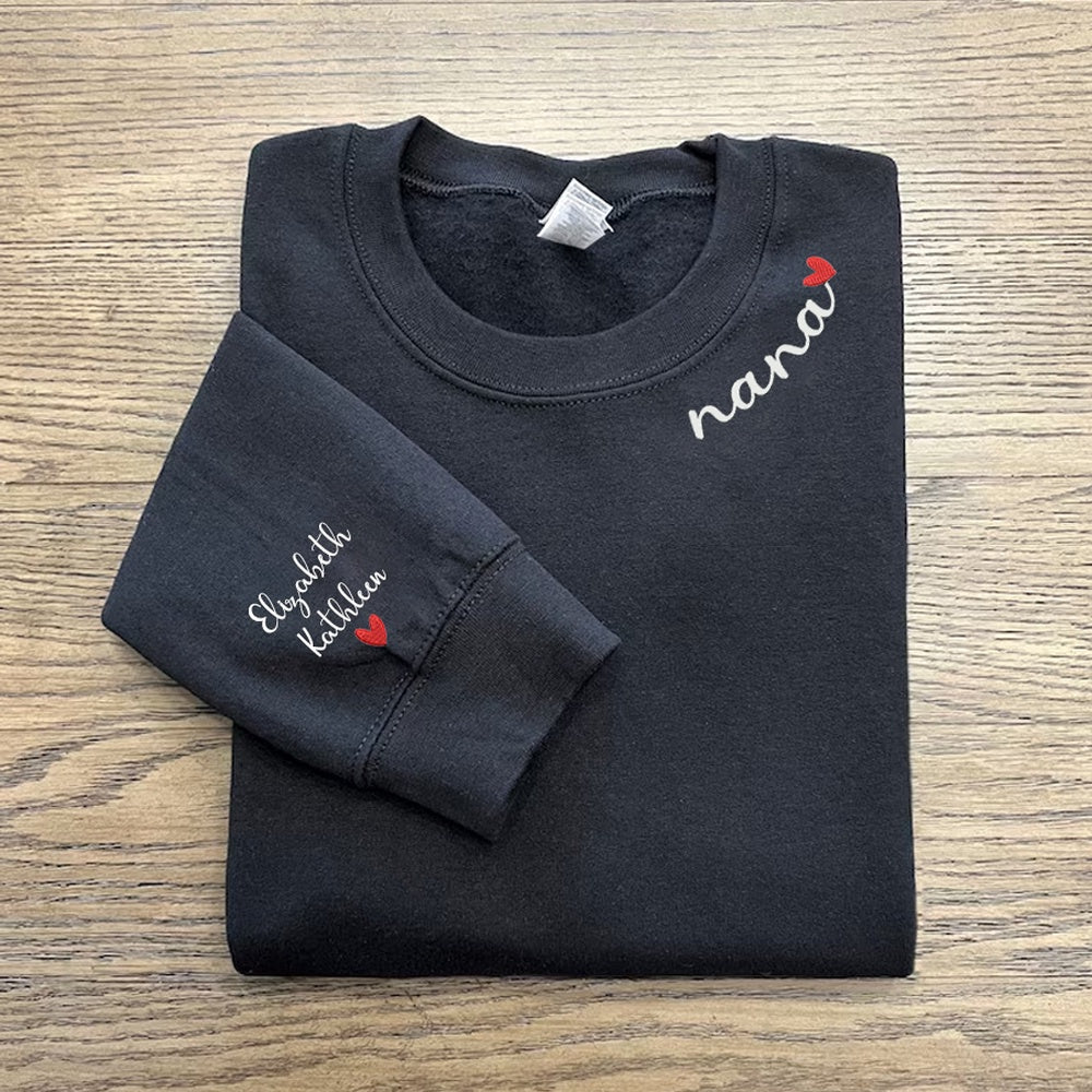 Embroidered Sweatshirt, Grandma And Grandkids Embroidered Sweatshirt