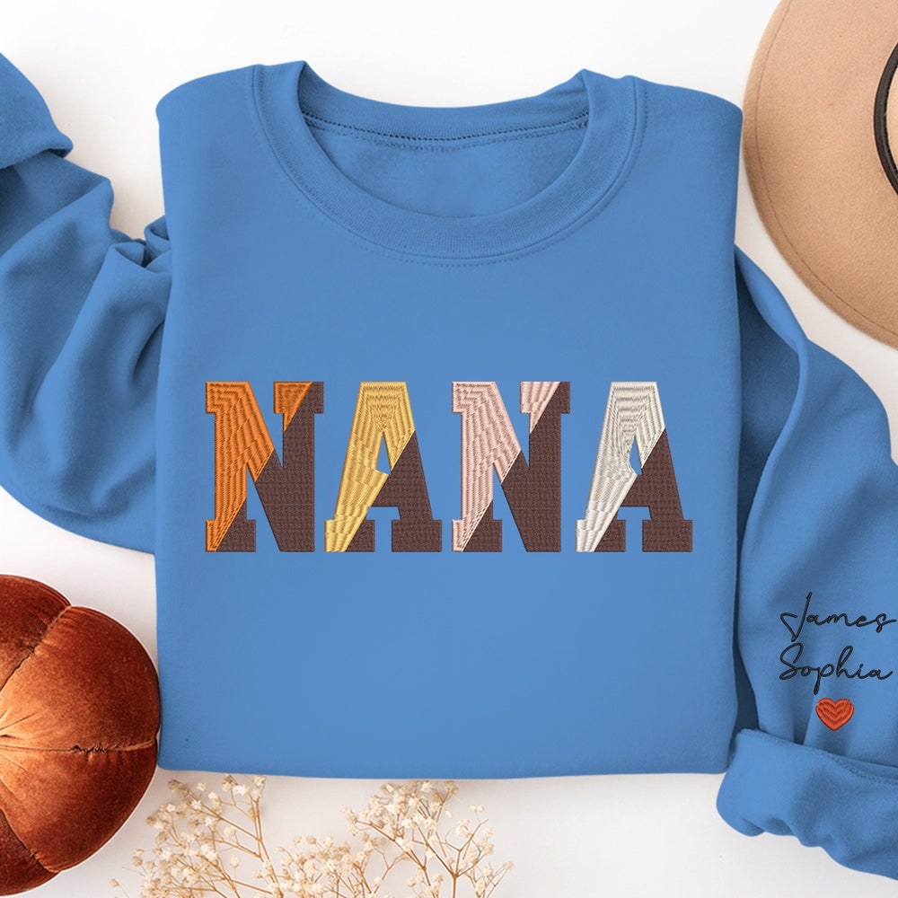 Embroidered Sweatshirt, Nana Life Sweatshirt, Custom Grandma Christmas, Gift For Grandma Embroidered Sweatshirt