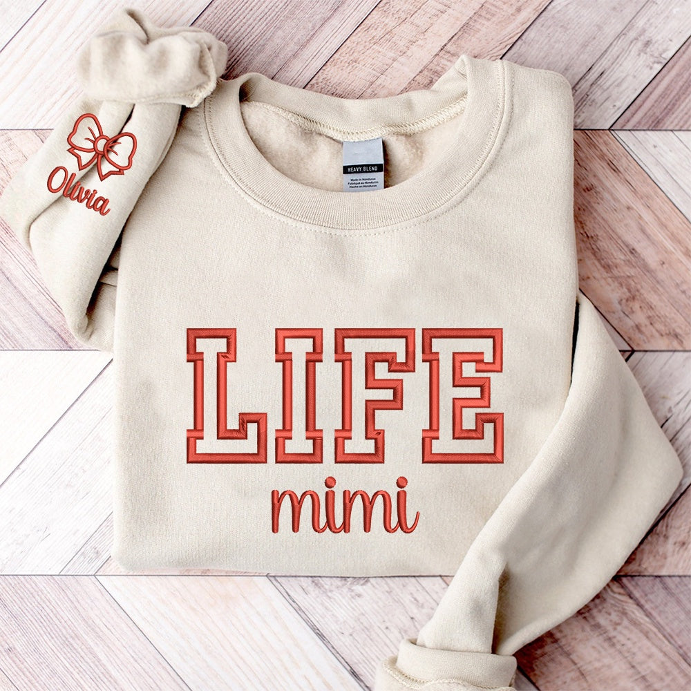 Embroidered Sweatshirt, Personalized Embroidered Mimi Life With Grandkids Cute Sweatshirt