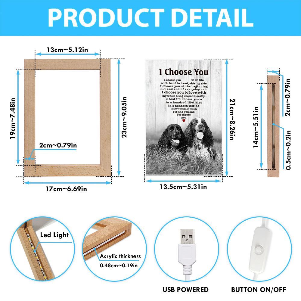English Springer Spaniel I Choose You Dog Mom Frame Lamp, Mother's Day Night Light, Best Mom Ever, Gift For Mom