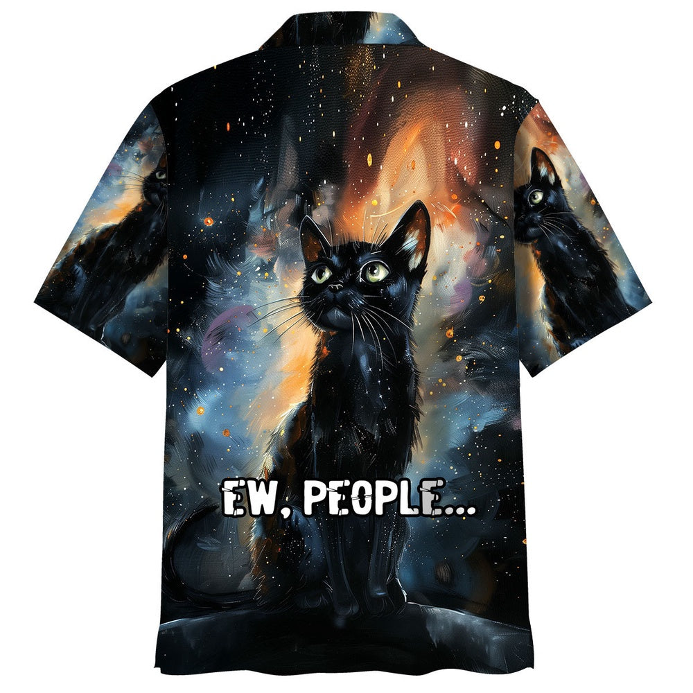 Ew People Black Cat Hawaiian Shirt, Cat Hawaiian Shirt, Funny Hawaiian Shirts