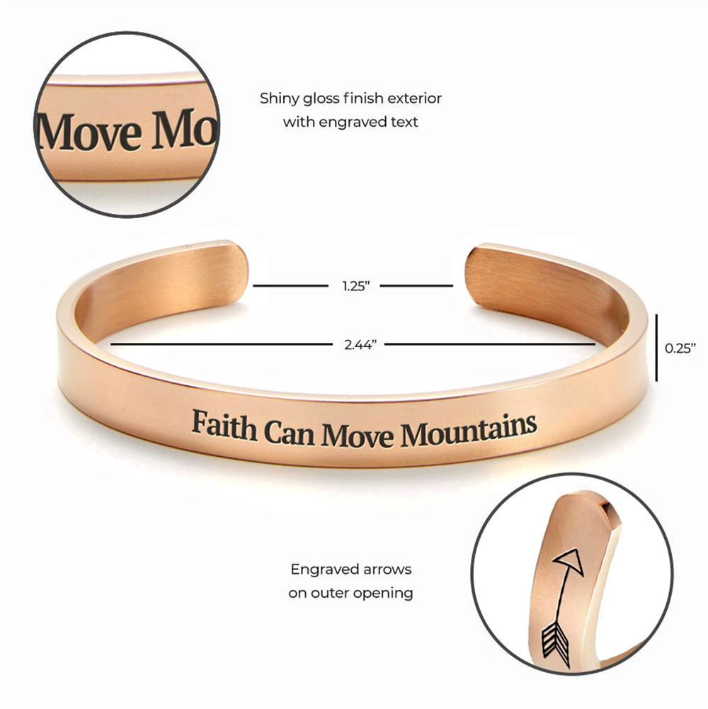 Faith Can Move Mountains Personalized Cuff Bracelet, Christian Bracelet For Women, Bible Verse Bracelet, Christian Jewelry