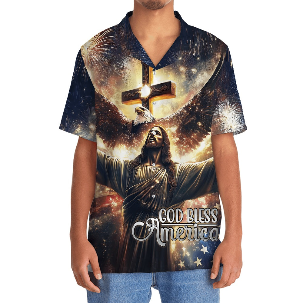 Faith God Bless America Hawaiian Shirt, Funny Hawaiian Shirt, Usa Hawaiian Shirt, Vintage Hawaiian Shirts