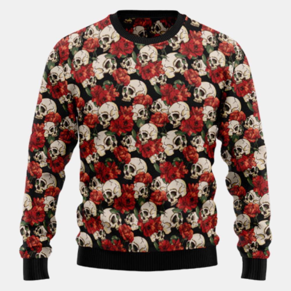 Floral Skull Ugly Sweater - Christmas sweater gift
