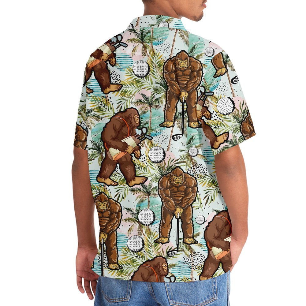 Funny Bigfoot Golf Player Hawaiian Shirt, Funny Hawaiian Shirt, Cool Hawaiian Shirts, Best Hawaiian Shirts
