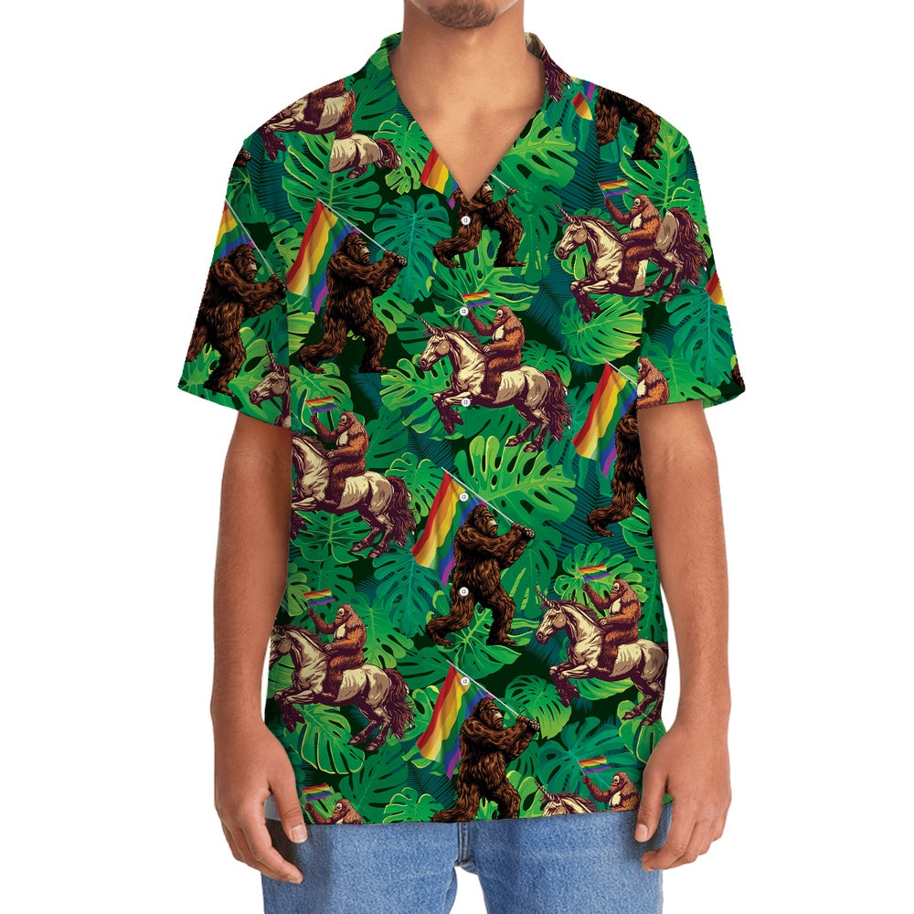 Funny Bigfoot Pride Hawaiian Shirt, Funny Hawaiian Shirt, Cool Hawaiian Shirts, Best Hawaiian Shirts