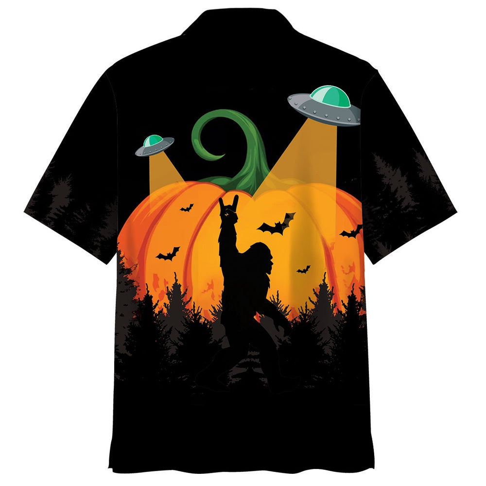 Funny Bigfoot Pumpkin Hawaiian Shirt, Funny Hawaiian Shirt, Cool Hawaiian Shirts, Best Hawaiian Shirts