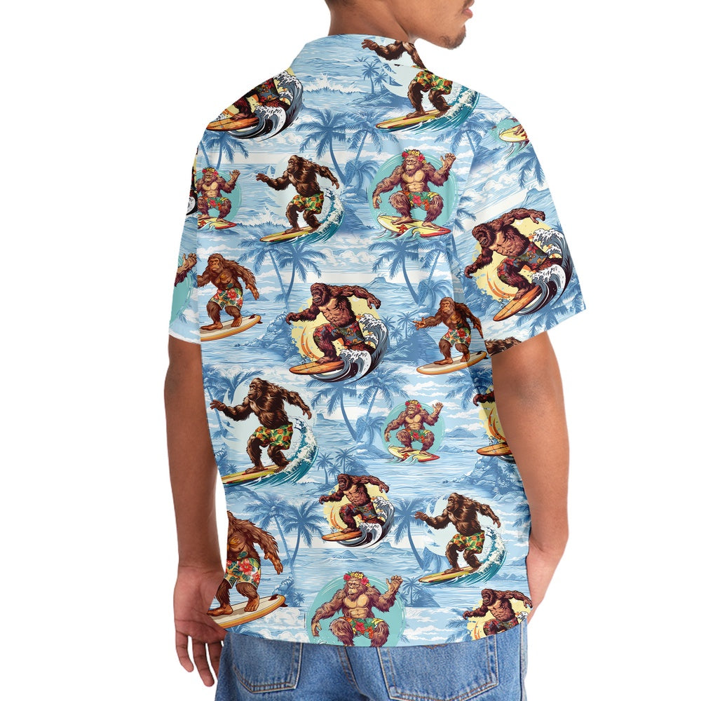 Funny Bigfoot Surfing Beach Hawaiian Shirt, Funny Hawaiian Shirt, Cool Hawaiian Shirts, Best Hawaiian Shirts