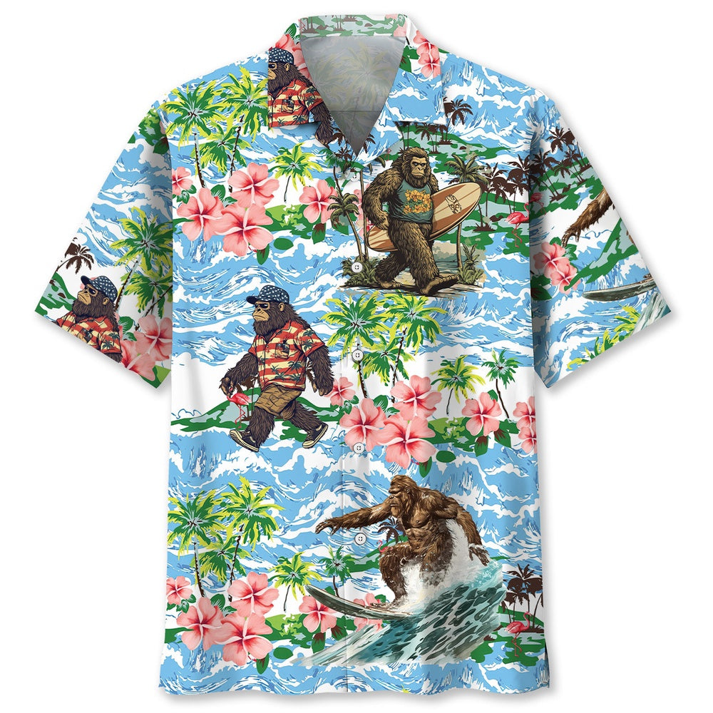 Funny Bigfoots Are On Summer Vacation Hawaiian Shirt, Funny Hawaiian Shirt, Cool Hawaiian Shirts, Best Hawaiian Shirts
