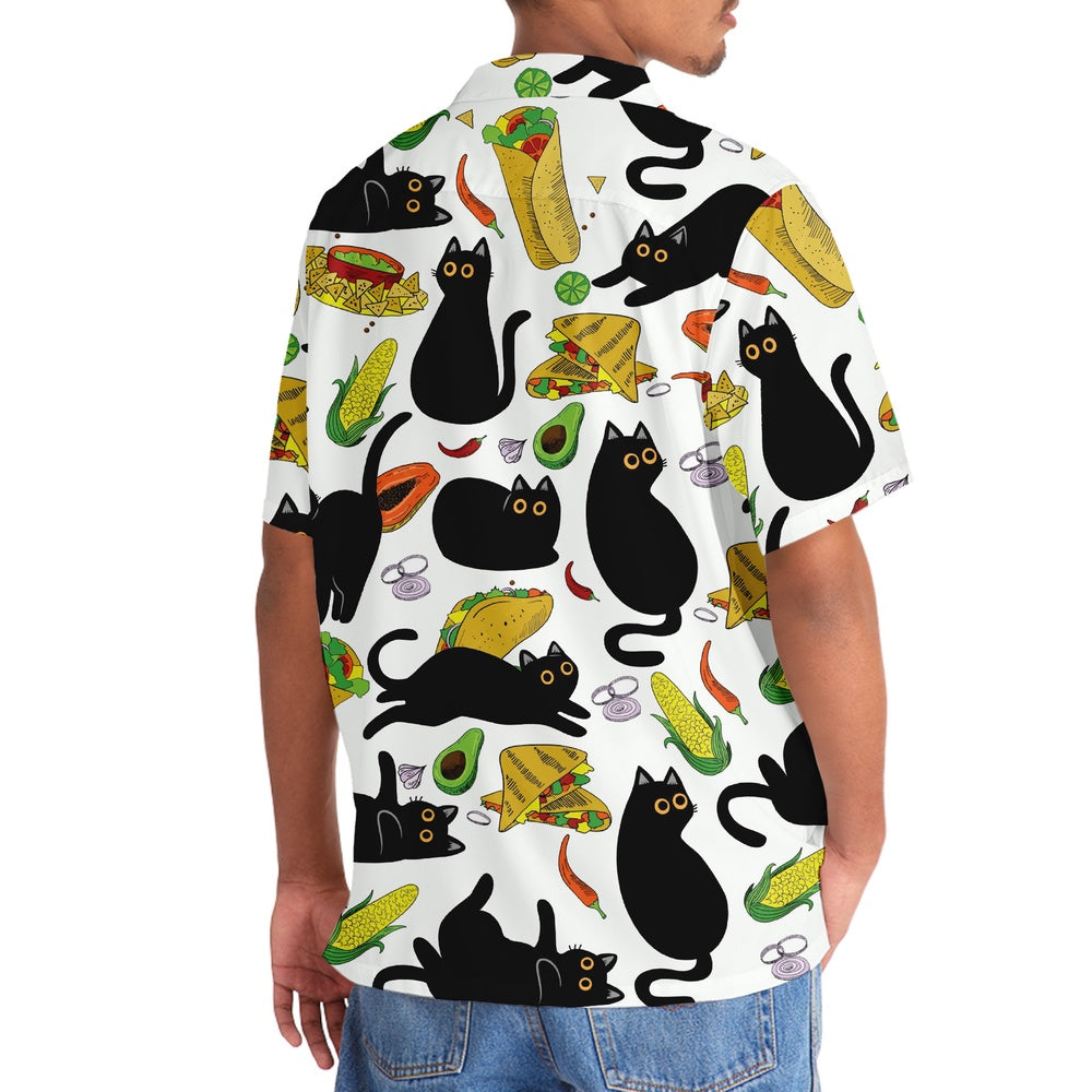 Funny Black Cat Taco Hawaiian Shirt, Cat Hawaiian Shirt, Funny Hawaiian Shirts
