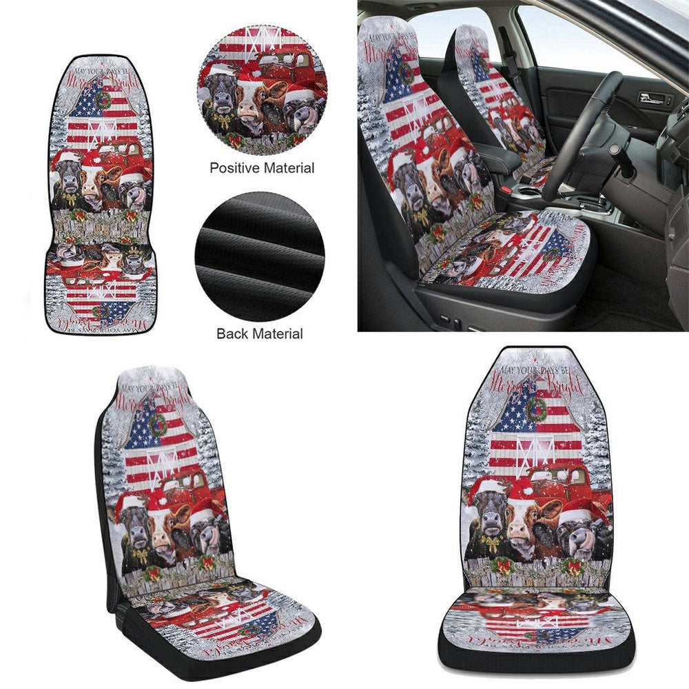 Funny Cows At Christmas. Be Merry And Bright Cars Seat Cover, Christmas Car Seat Covers, Car Decor Gift
