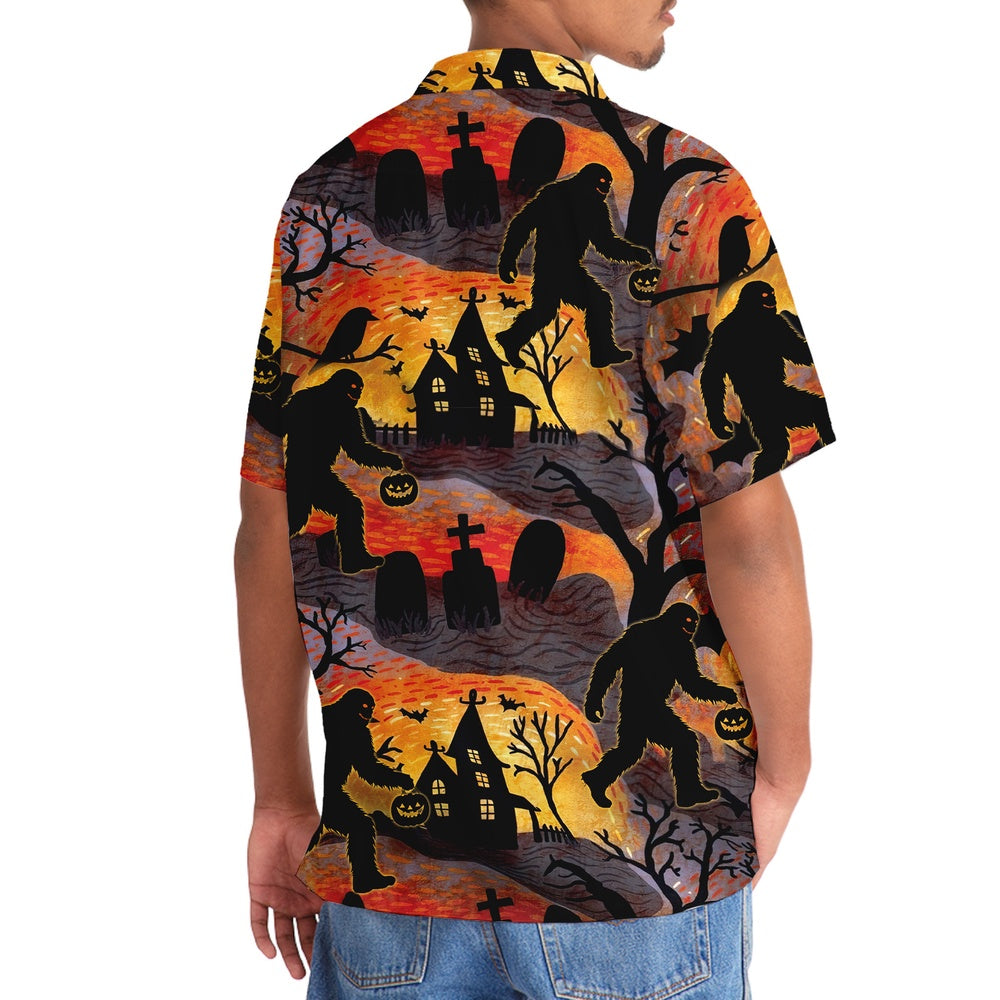 Funny Halloween Sasquatch Bigfoot Hawaiian Shirt, Funny Hawaiian Shirt, Cool Hawaiian Shirts, Best Hawaiian Shirts