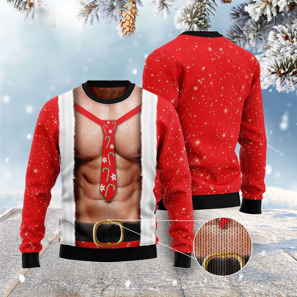 Funny Six Pack Muscle Ugly Christmas Sweater, Funny Xmas Sweater, Sweater Xmas