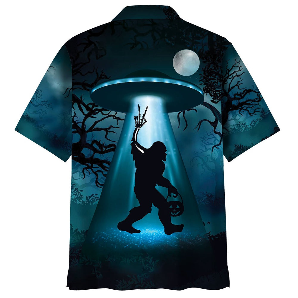 Funny Skeleton Bigfoot Horror Night Hawaiian Shirt, Funny Hawaiian Shirt, Cool Hawaiian Shirts, Best Hawaiian Shirts