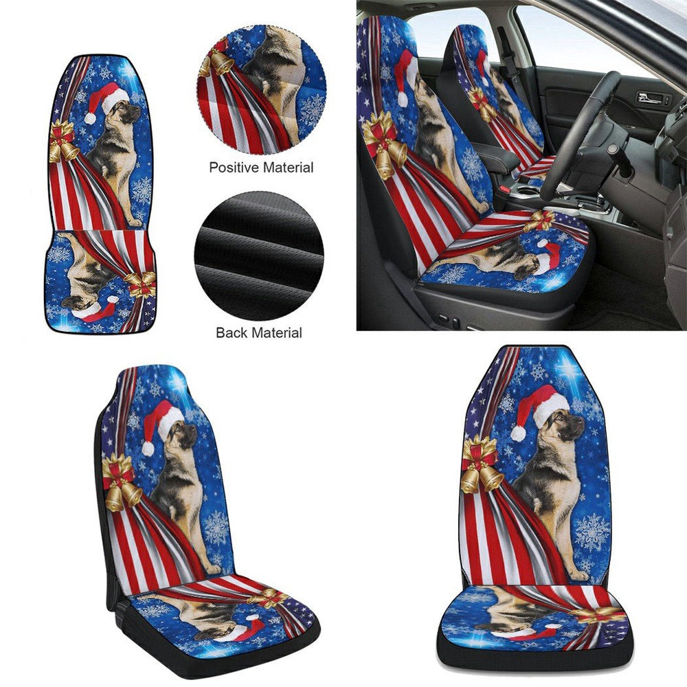 German Shepherd Christmas Cars Seat Cover, Christmas Car Seat Covers, Car Decor Gift