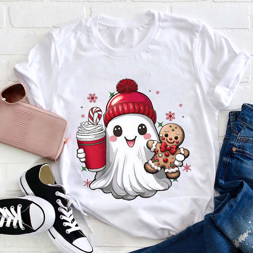 Ghost Drink Coffee Gingerbread Christmas T Shirt, Merry T Shirt, Unisex Christmas Shirts