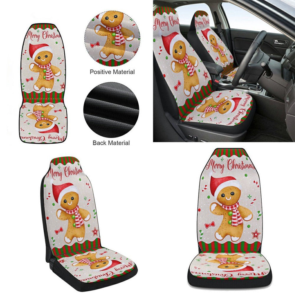 Gingerbread Man Christmas Cars Seat Cover, Christmas Car Seat Covers, Car Decor Gift