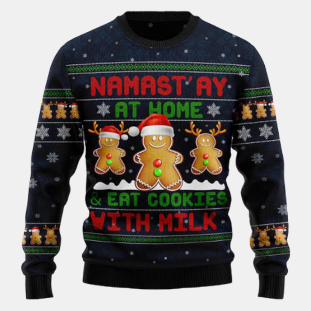 Gingerbread Namastay Ugly Sweater - Christmas sweater gift